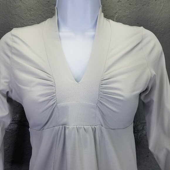 Patagonia Respite Top Women's XS Well Worn Gray Stretch Ruched Front 3/4 Sleeve - Picture 2 of 13